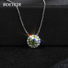 Boeycjr 925 colar de prata 1ct/3ct verde, de moissanite vvs1, elegante para noivado, pingente de casamento para mulheres, presente de aniversário 2024 - compre barato