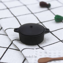 1PCS 1/12 Scale Mini Dollhouse Miniature Black Pot for OB11 BJD Doll House Kitchen Decor Accessories Toy 2024 - buy cheap