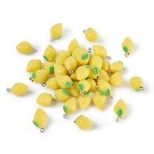 200 pcs Lemon Resin Pendants Fruit Charms For DIY Jewelry Earrings Key Chains Making Accessories 20x12x12mm, Hole: 2mm 2024 - buy cheap