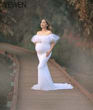 Vestidos de maternidad sexys sin hombros para Sesión de fotos, maxivestido elegante con volantes para el embarazo, accesorio de fotografía para Baby Shower de mujeres embarazadas 2024 - compra barato