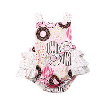 Newborn Baby Girl Sweet Ruffle Romper Jumpsuit Donut Printing Back Lace Up Outfit Clothes 2024 - buy cheap