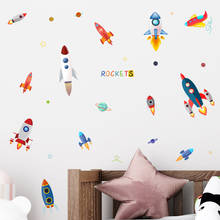 Zollor-pegatina de pared de cohete del espacio exterior de dibujos animados, adhesivo decorativo creativo extraíble para dormitorio de niños, guardería y Aula 2024 - compra barato