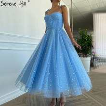 Serene Hill Blue A-Line Simple Evening Dresses Tulle Sleeveless Ankle Length Formal Dress 2021 LA70684 2024 - buy cheap