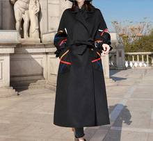 Elegant Women Wool Coat Long Sleeve Casual Woolen Cloth Medium Length Coat Turn-down Collar winter coats NEW 2024 - buy cheap