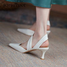 SOPHITINA-Sandalias de tacón para mujer fino con banda elástica, zapatos de cuero prémium, calzado de moda que combina con todo, DO558 2024 - compra barato