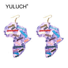 Yuluch-brincos femininos 2019, joalheria, personalidade, estampa de madeira geométrica, estilo africano, brincos longos para festa 2024 - compre barato