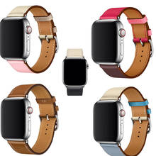 Кожаный ремешок для Apple Watch Series 6/5/4/3/2/1, браслет для iWatch, кожаный ремешок 44/42/40/38 2024 - купить недорого