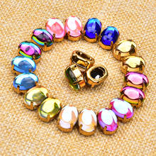 K9 Rhinestone Oval Crystal Glass Stone With Gold Claw 4-Holes Sew On Diamond For Wedding Dress Diy Garment Shoes Decoration 2024 - buy cheap