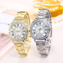 Роскошные женские часы 2019 Кристальные золотые брендовые браслет из нержавеющей стали аналоговые кварцевые наручные часы под платье часы Relogio Feminino 2024 - купить недорого