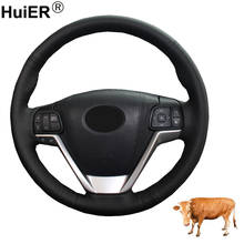 Hand Sewing Car Steering Wheel Cover Wrap Cow Leather Volant For Toyota Highlander 2014 - 2019 Sienna 2015 2016 2017 2018 - 2020 2024 - buy cheap