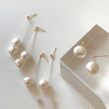 Pendientes colgantes de perlas naturales de agua dulce, pendientes largos irregulares, con estilo, a la moda 2024 - compra barato