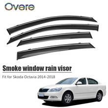OVERE NEW 1Set Smoke Window Rain Visor For Skoda Octavia 2019 2014 2015 2016 2017 2018 ABS Vent Sun Deflectors Guard Accessories 2024 - buy cheap