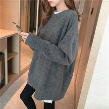 Women Sweater O-Neck Long Sleeve Kintted Loose Sweater Gray Pullover Femme jumper Plus Size Spring Autumn 2024 - buy cheap