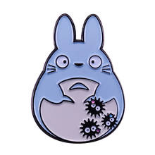 Alfiler esmaltado de Totoro azul y Sprite de hollín negro, alfiler artístico Ghibli de estudio 2024 - compra barato