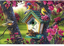 DIY 5D Handmade Full Round Drills Poured Glue Diamond Painting Kits Scalloped Edge Soft Canvas Birdhouse Flower Pattern Art Gift 2024 - buy cheap