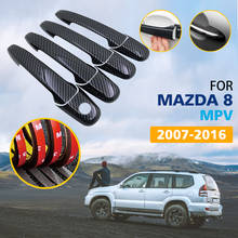 Black Colour Carbon Fiber Door Handles Cover Trim Set for Mazda 8 MPV Mazda8 2007~2016 Car Accessories Stickers 2008 2009 2010 2024 - buy cheap