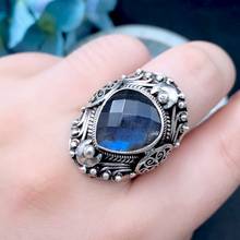 Nepal handmade 925 prata aberto anel moonstone naturais anel de moda das mulheres do vintage 2024 - compre barato