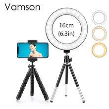 Vamson selfie led anel de luz para youtube tiktok maquiagem luz de vídeo usb plug com tripé para o telefone mesa anel lâmpada 2024 - compre barato