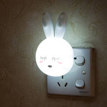 Cartoon Rabbit LED Night Light AC110-220V Switch Wall Night Lamp With US Plug Gifts For Kid/Baby/Children Bedroom Bedside Lamp 2024 - buy cheap