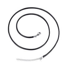 Wholesale Stainless Steel Black Chain Necklace PU Leather Cord Twisted Braided Rope 45 cm Lobster Clasp DIY Jewelry Bijoux 2024 - buy cheap