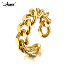 Lokaer Original Design Titanium Stainless Steel Geometric Chain Hiphop/Rock Rings Gold Color Bohemia Open Ring For Women R20086 2024 - buy cheap