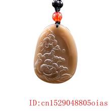 Brown Jade Rose Pendant Charm Natural Chinese Necklace Gifts Fashion Amulet Carved Flower Women for Jadeite Jewelry 2024 - buy cheap