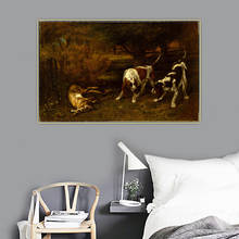 Citon Gustave Courbet《Hunting Dogs with Dead Hare》Canvas Oil Painting Artwork Poster Picture Backdrop Wall Decor Home Decoration 2024 - buy cheap