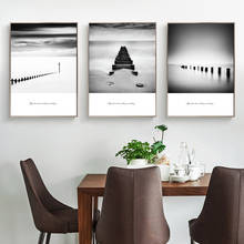 Scandinavian Landscape Wooden Pier Bridge Black and White Canvas Poster Motivation Nordic Style Giclee for Living Room Decor POP 2024 - buy cheap