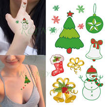 Water Transfer fake tattoo cute sock  Bells gift tree snow  Waterproof Temporary tattoo for woman man kids 10.5*6 cm 2024 - buy cheap