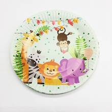 Safari Party Cartoon Animal Disposable Tableware Plate Baby Shower Birthday Jungle Party Supply Birthday Party Decorations Kids 2024 - buy cheap