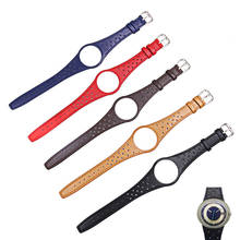 Carlywet pulseira de relógio de couro real cáqui, vermelho azul marrom preto e panturrilha com fivela de aço prateado para dinâmicos ômega 2024 - compre barato