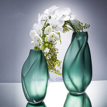 Vaso de vidro verde criativo nórdico, acessórios de flor para mesa, decoração moderna para casamento, casas para flores 2024 - compre barato