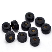 1000 peças doreen box rondelle contas de madeira espaçador de madeira cor preta para diy acessórios de fabricação de joias, 8mm dia., Furo: 2.6mm 2024 - compre barato