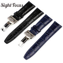 Curved End Calf Leather 22MM Watch Strap for IWC PILOT Mark PORTOFINO Watchband Folding Clasp Black Coffee Blue Bracelet for Man 2024 - buy cheap
