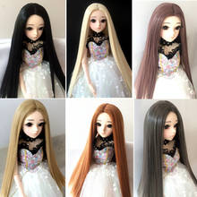 BJD doll wig long straight hair high temperature fiber hair suitable for 1/3 1/4 1/6 1/8 BJD DD SD doll black brown wig toy wig 2024 - buy cheap