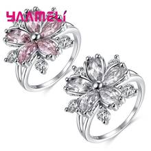 925 Sterling Silver Flower Crystal Rings For Women Girls Wedding Engagement Fashion Jewelry Valentines Day Gift Wholesale 2024 - buy cheap