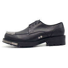 Zapatos Derby de cuero genuino para hombre, calzado Formal de alta calidad con cordones, color negro, para boda 2024 - compra barato