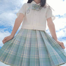 [Mint] Girl's Summer High Waist Pleated Skirts Plaid Skirts Women Elegant JK Uniforms Girl School Dress Student Cloths 2024 - купить недорого