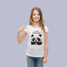 Camiseta infantil de verão, camiseta fashion de panda para crianças e bebês, com gola redonda 2024 - compre barato