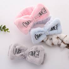 2021 Fashion Women Headband OMG Letter Coral Fleece Wash Face Bow Hairbands For Girl Headwear Hair Bands Turban Hair Accessories 2024 - buy cheap