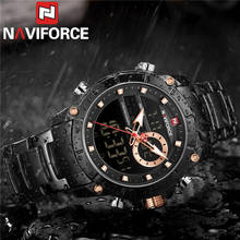 NAVIFORCE-reloj Digital Led de cuarzo para hombre, pulsera de acero inoxidable, resistente al agua, deportivo, militar, 9163 2024 - compra barato