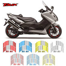Llanta reflectante a rayas para motocicleta Yamaha TMAX, pegatina de rueda de alta calidad, 12 unidades, 500, 530 2024 - compra barato