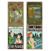 8x12 inch Retro Fishing Metal Tin Sign Vintage Funny Fish Plaque Poster Kitchen Home Dining Room Wall Decor 20x30cm 2024 - buy cheap