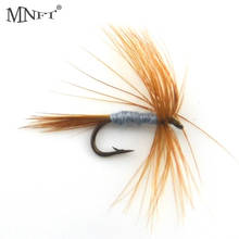 MNFT-señuelo de mosca para pesca, cebo para trucha, salmón, color gris, barba marrón, 10 piezas 2024 - compra barato