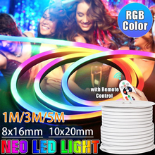 8x16mm Neon Led Light Strip 10x20mm LED RGB Neon Strip Light Lamp RGB Flexible LED Neon Rope Light EU 220V 24Keys Remote Control 2024 - buy cheap