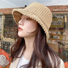 Women Bucket Hat Girl Fashion Solid Corduroy Panama Fishing Caps Autumn Winter Outdoor Lady Travel Flat Fisherman Hats TG0102 2024 - buy cheap