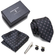 Accesorios para trajes de moda, caja de regalo para fiesta Formal, corbata de trabajo, Clip de 7,5 cm, corbata de seda para hombres, conjunto de gemelos, nuevo estilo 2024 - compra barato