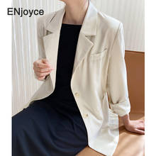 Feminino simples bege terno blazer estilo coreano casual nova lapela manga comprida ternos jaqueta ternos moda primavera outono 2021 2024 - compre barato