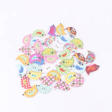 50pcs 16x23mm Mixed Lovely Bird Wooden decorative Buttons For Sewing Scrapbooking Crafts MT0226X 2024 - buy cheap