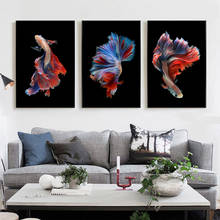 Простые разноцветные постеры и принты в скандинавском стиле с изображением рыб, Настенная картина на холсте, домашний декор, картина для гостиной, минималистичный Y49 2024 - купить недорого
